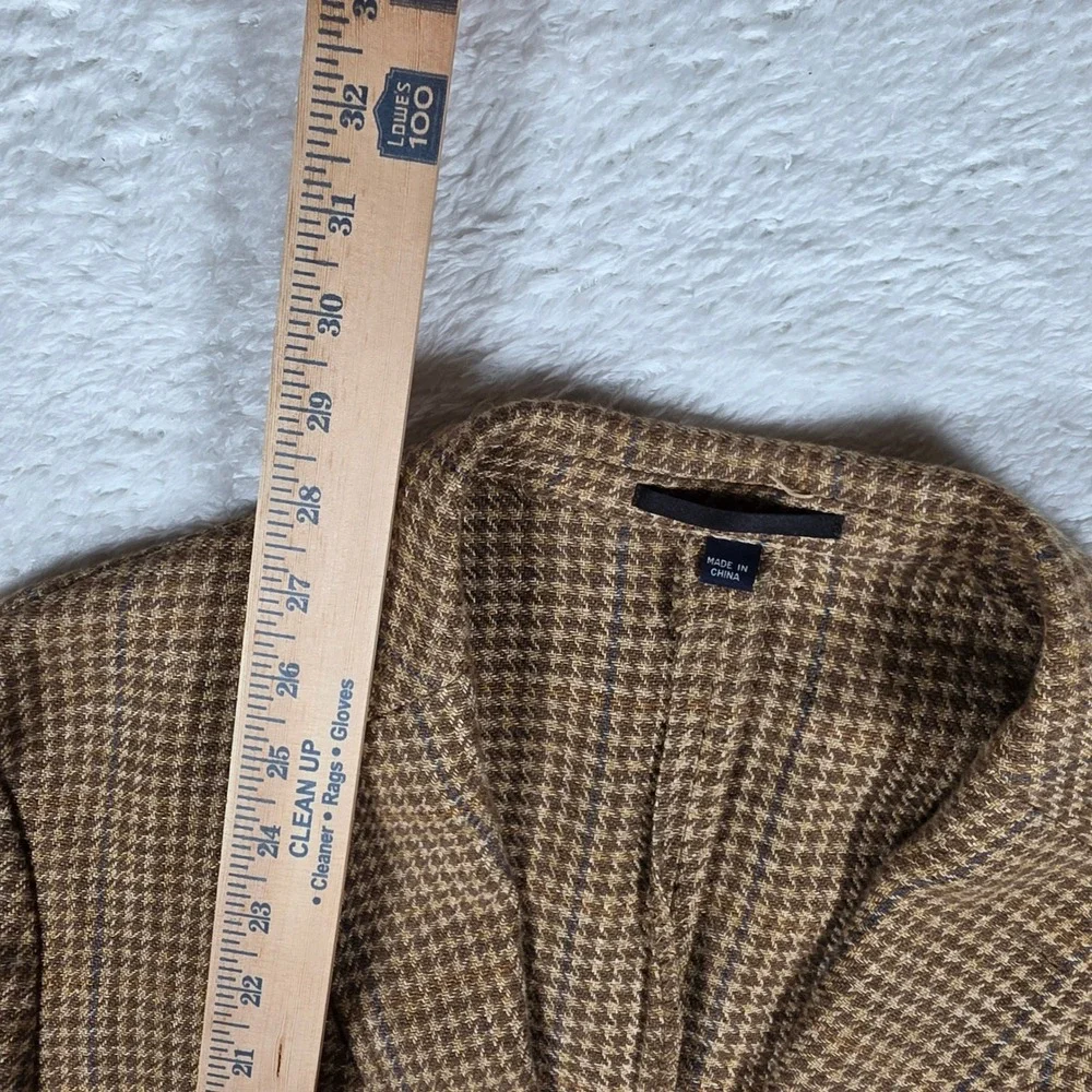 NEW J.Crew Crosby Men 38S Beige Linen Houndstooth L/S Button Up Blazer BV110